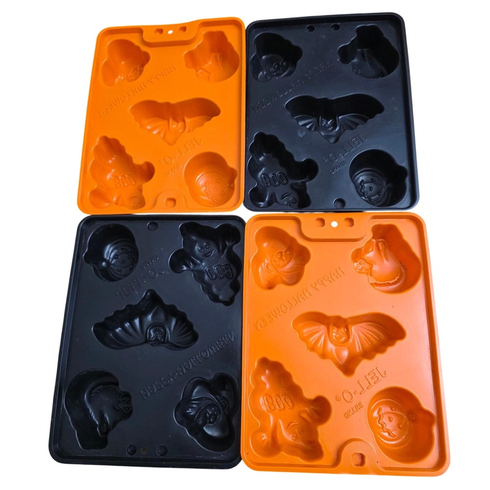 Jell O Halloween Jello Tray Molds Ghost Bat Pumpkin Spooky Fun Party Ice Shots